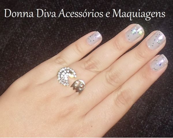 Anel PacMan Dourado com Strass ESGOTADO