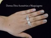 Anel Asa Prata com Strass